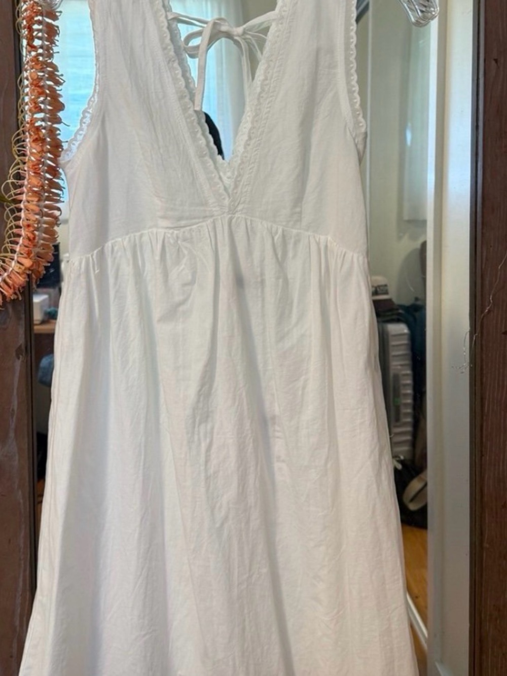 Rhythm White Sleeveless V-Neck Babydoll Dress - Picture 6 of 7